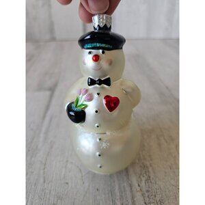 Patricia breen my heart belongs to you amour snowman flowers ornament Xmas tree